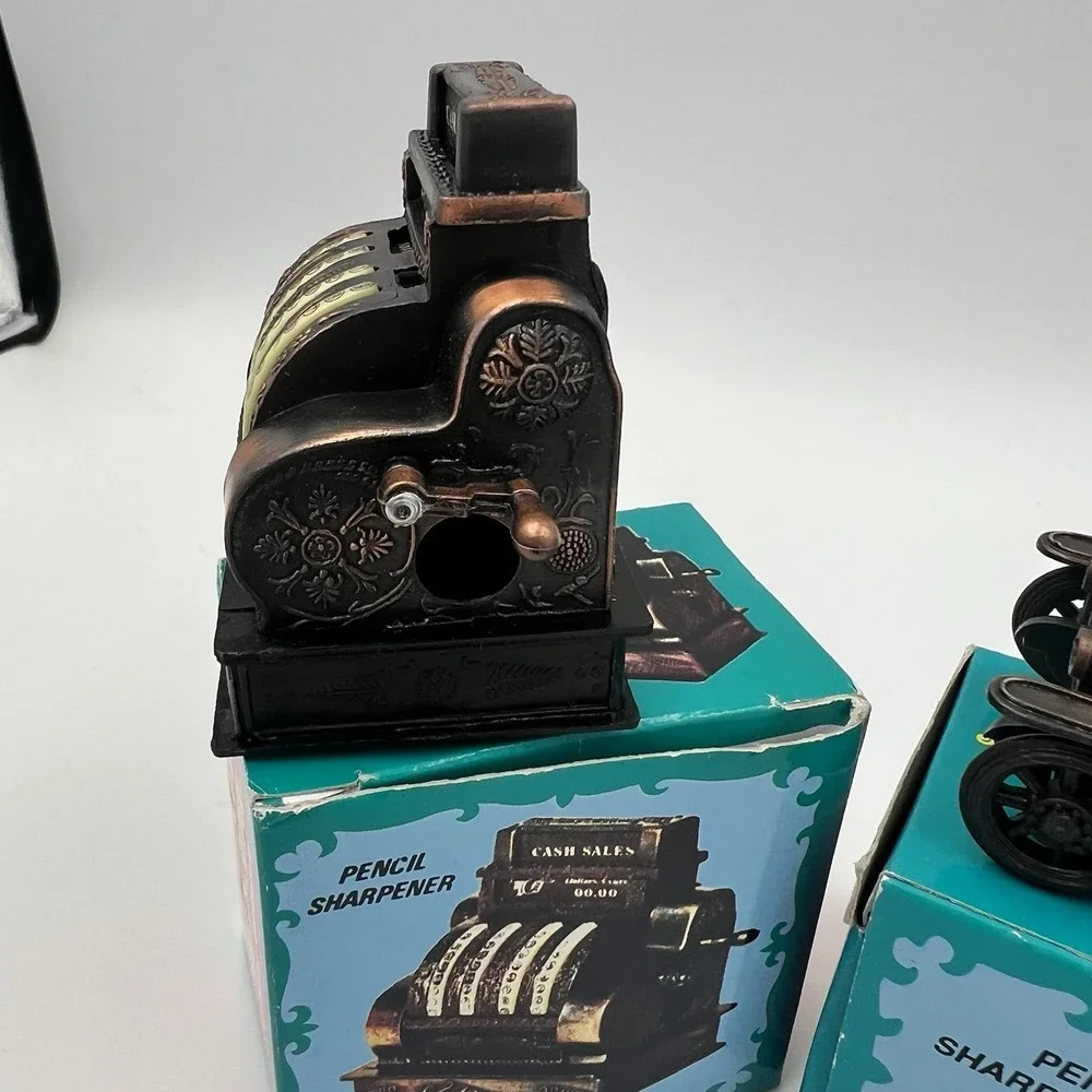 VTG‎ Die-Cast Mini Pencil Sharpeners LOT of 3 Cash Register, Steamboat, Car